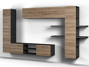 Шкаф навесной «Альда 2Д 1» КМК 0782.3, черный/ дуб велингтон от магазина Мебельный дом