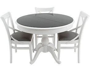 Стол «Фабрицио 1» GLASS (D 1000), белый с черным от магазина Мебельный дом